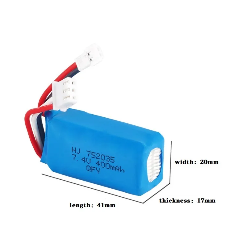 Original 7.4v Battery For DM007 RC Airplane Quadcopter Drone Helicopter Toy Spare Parts 2s 7.4V 400MAH Lipo Battery XH2.54 Plug