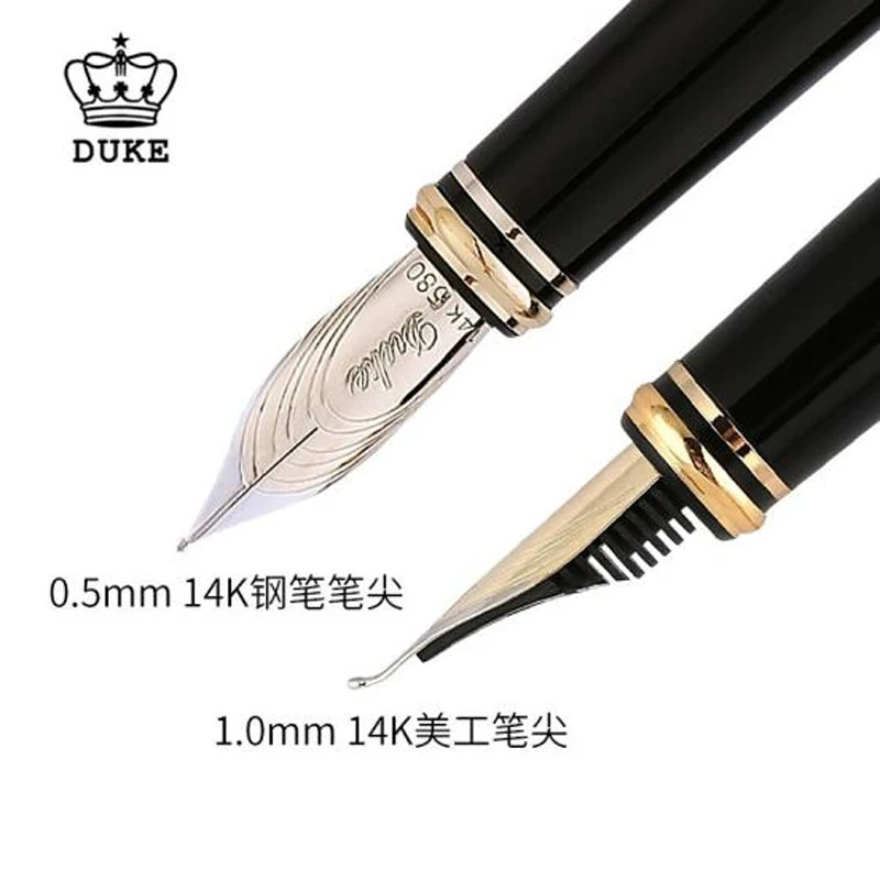 Duke 14K Gold Fountain Pen Calligraphy Pen Ne po leon 0.5mm & 1.0mm Gift Pen & Gift Box For Office & School & Home Set