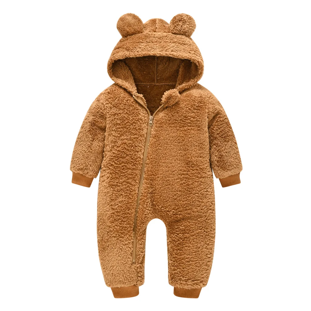 

Girls Boys Clothes Baby Hooded Jumpsuit Winter Kids Flannel Long Sleeve Romper Climb 1-5 Yeas