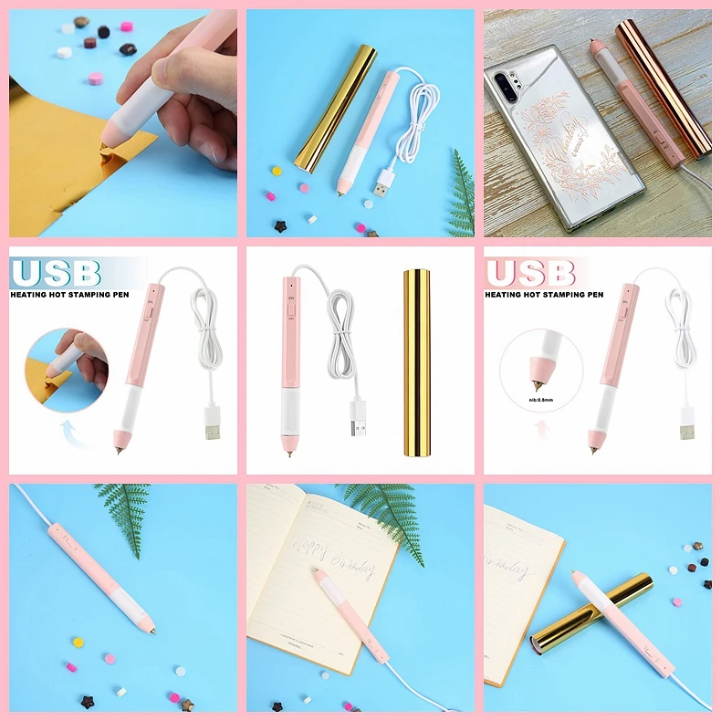 

0.8/1.5/2.5/2.5*0.35Mm Heat Foil Pen Calligraphy Tip Slim Handle with Heat-Resistant Grip Used On Paper Leather Plastic Card