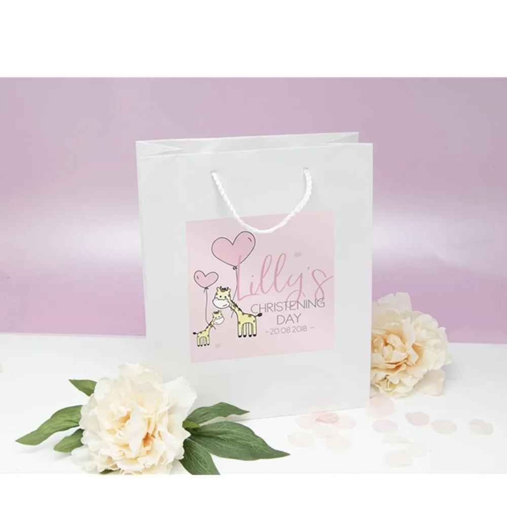 Personalised Christening Gift Bag, DIY Sticker,  Baby Christening Gift Bag, Girl Christening Party Bag, Baby Blessing Bags,