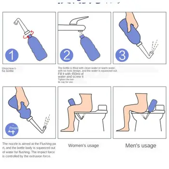 500ML přenosný bidetový rozprašovač, nepropustný anální sprcha, ruční bidet, anální mytí, sprchový klystýr, univerzální rozhraní 8 nejlepší prodej Přenosná ruční sprcha - №1