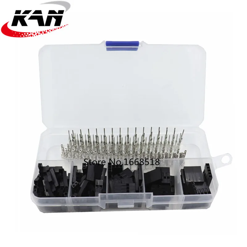 250Pcs/Set Dupont Connector 2.54mm Male Female Jumper Header Housing Cable Wire Terminal Connector Crimp Pins Kit With Box