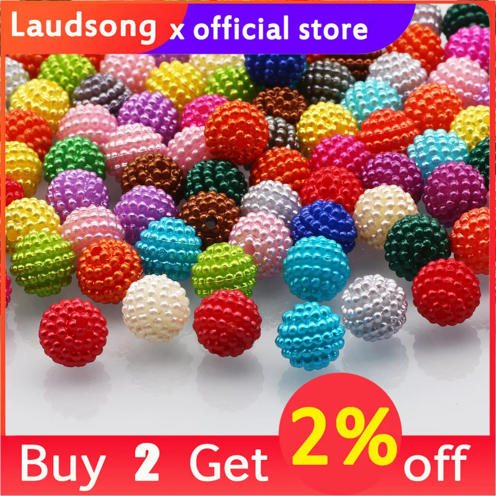 50pcs 10mm Mixed Color Bayberry Acrylic Beads Round Imitation Pearl Beads For Jewelry making Handmade DIY Bracelet Necklace