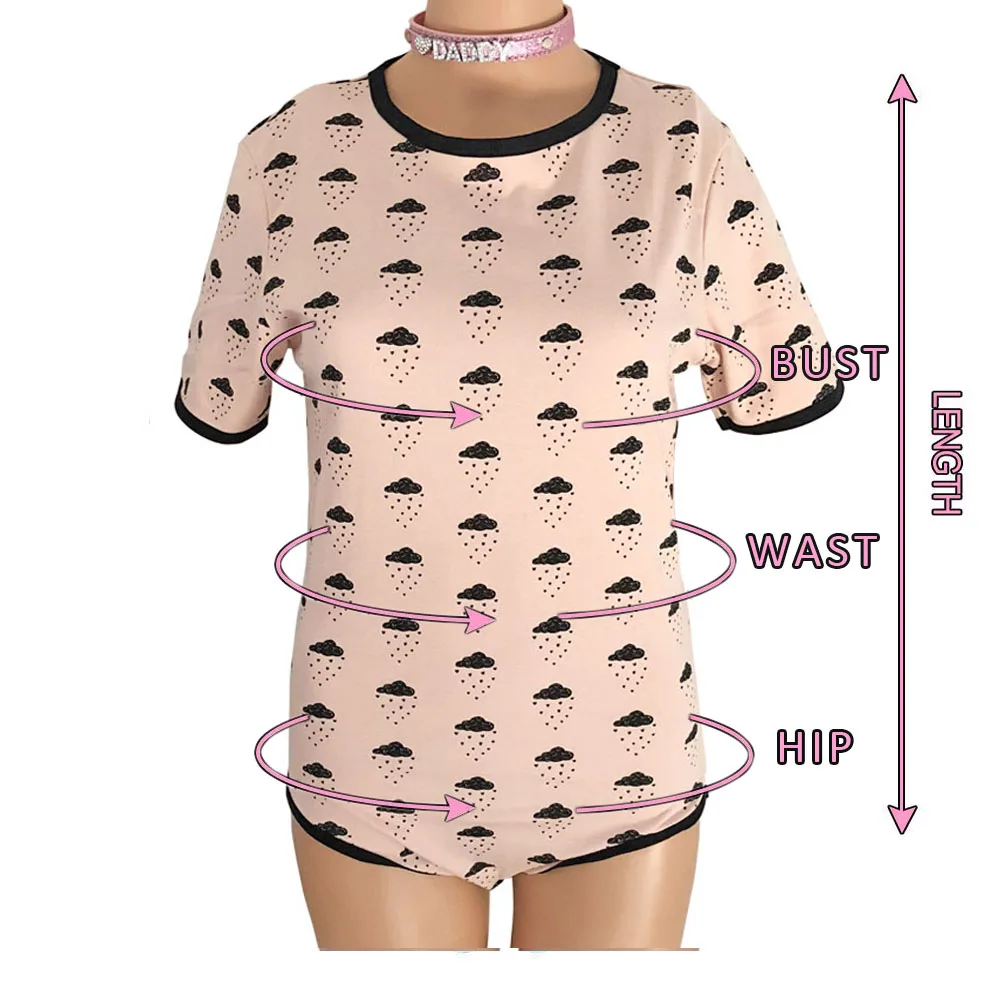 Dorosły kombinezon dziecięcy miłośnik pieluch (ABDL) Snap Crotch Romper Onesie piżama ABDL DDLG Cosplay Romper