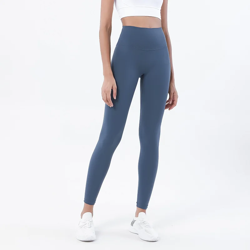 SOISOU-Collants de yoga en nylon pour femmes, pantalons de sport, leggings de gym, fitness, sans ligne en T, taille haute, poche cachée, solide,