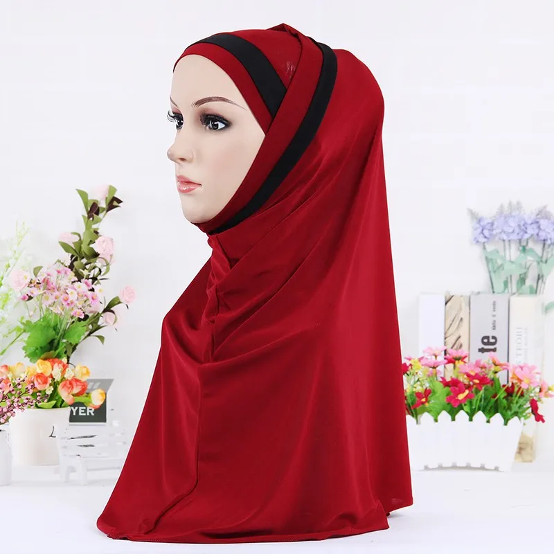 Muslim Instant Hijab Ready To Wear Two Piece Non Slip Khimar Head Wrap Modest Turban Accessories For Women