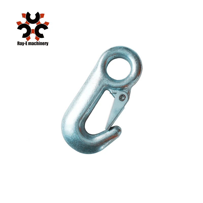 Forged Eye Grab Hook with Safety Latch Galvanized Alloy Steel Heavy Duty Hooks Breaking Strength 6600lbs