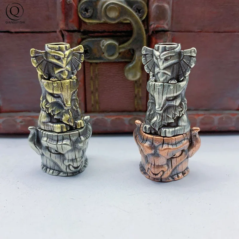 Brass Egyptian Patron Saint Foxes Knife Pendants EDC Outdoor Products DIY Paracord Beads Copper Umbrella Rope Hangings Keyrings