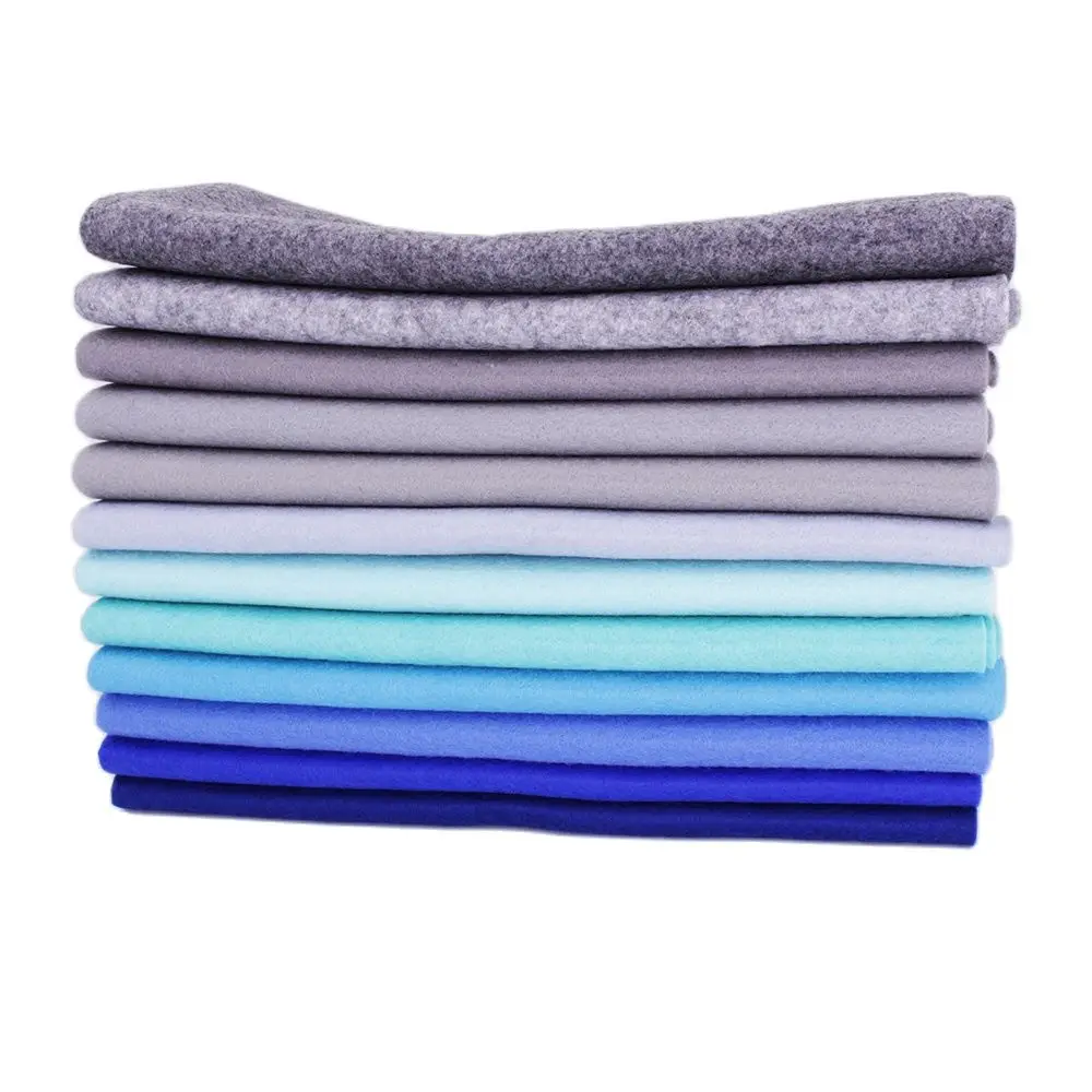 Grey Blue Felt Set,1.2mm Soft Non-woven Fabric For Handmade DIY Sewing Crafts Dolls Toy,Polyester Cloth 12 Pcs/Lot 25cmx28cm
