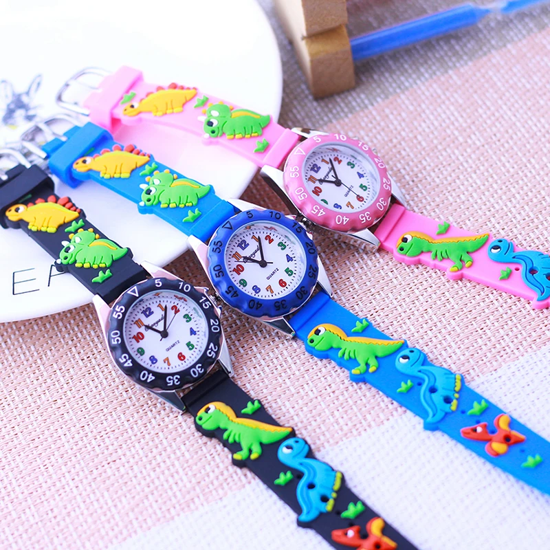 chaoyada 2024 new children boys girls colorful digital quartz wristwatch little kids students dinosaur silicone strap toy watch