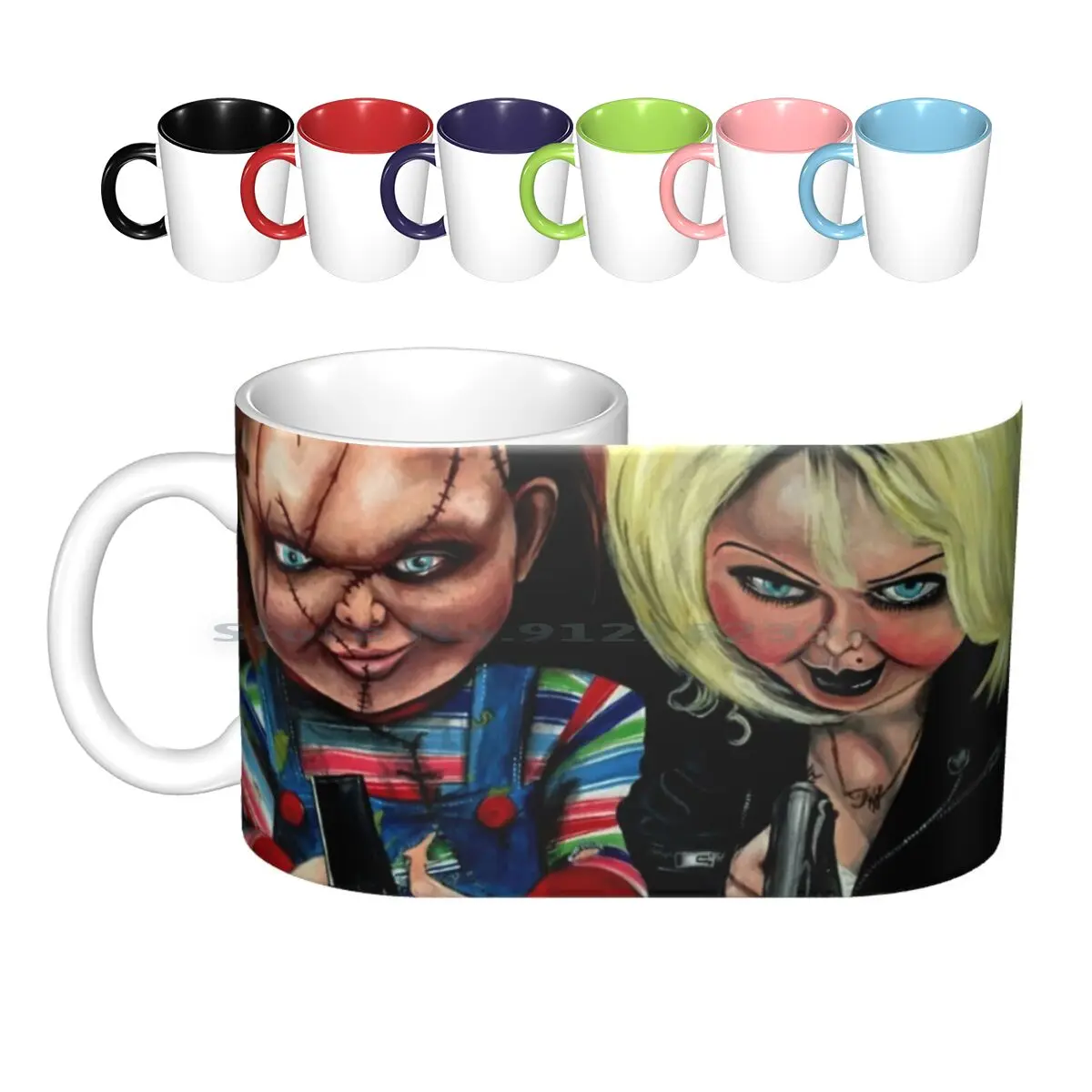 Chucky & Ceramic Mugs Coffee Cups Milk Tea Mug Chucky Horror Film Doll Scary Creative Trending Vintage Gift Bottle Cup