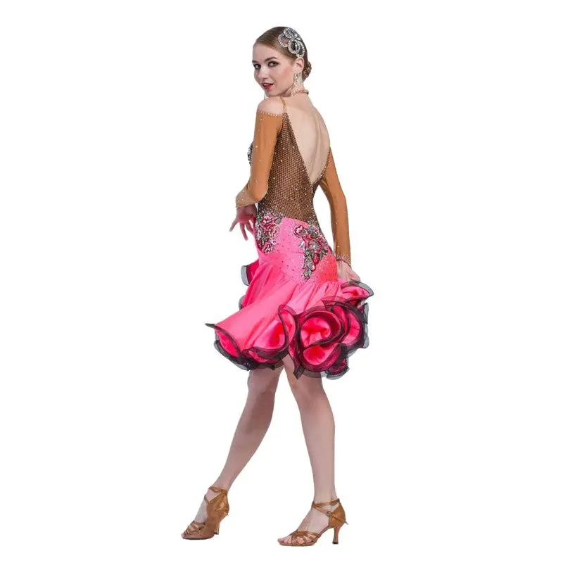 L-16548 Professional Latin american dancing dresses competition adult girls Latin dance dress for sale