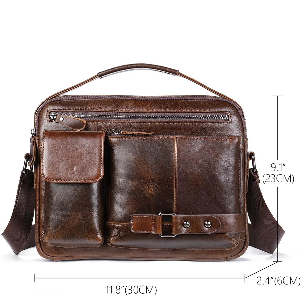 Imagem -05 - Westal-bolsa de Ombro de Couro Genuíno Masculina Pacote Crossbody Maleta Escritório Masculino Pacote Lateral para Laptop Documento Pasta 7.9