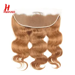 #27 frontale in pizzo onda del corpo trasparente 13 x4 anteriore in pizzo 100% capelli umani frontale in pizzo Remy con capelli del bambino capelli prepizzicati HairUGo