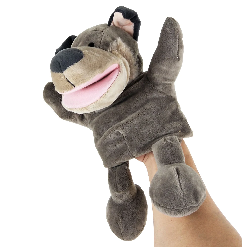 Big Grey Wolf Baby Plush Toy Stuffed Hand Puppet Aniversário Presente