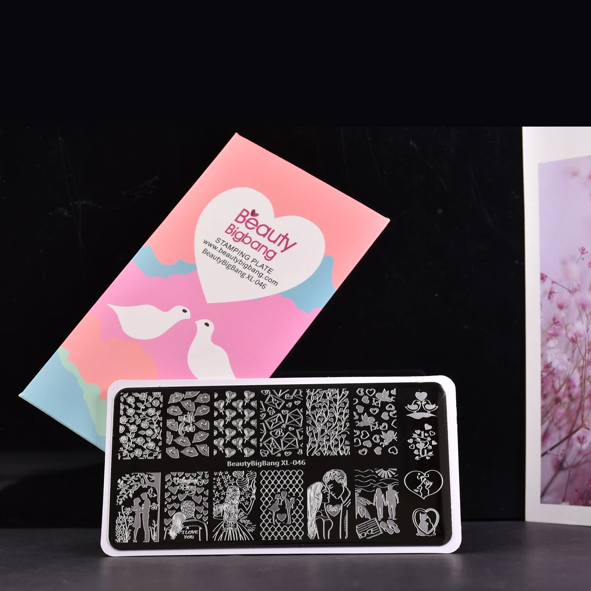 BeautyBigBang Nail Stamping Plates Valentine\'s Day Love Heart Flowers Pattern For Nails DIY Art Stamp Template XL-046