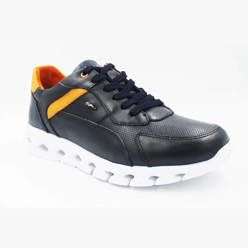 MARCOMEN SCHWARZ ECHTES LEDER MÄNNER SNEAKER 13025