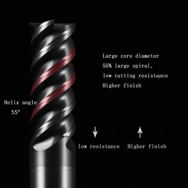 HRC 70 CNCคาร์ไบด์ทังสเตนจมูกเครื่องตัดเครื่องมือ 2 4 ขลุ่ยองศาR0.5 Router Bit 4 6 8 10 มม.โลหะRouter