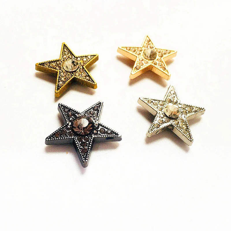 27mm Five Point Star Pentacle Rhinestone Inlaid Rivets Cap Stud Leather Craft Walle Belt Bag Hat Shoe Clothes Trims Accessories