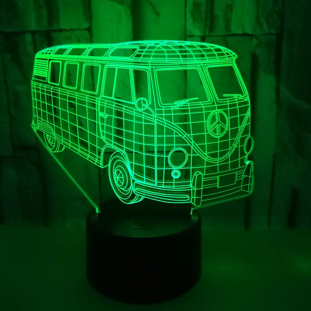 New Buses 3d Lights Luminaria Led Novelty Led Night Light Led 7Colorful Remote Control 3d Lights Acrylic Visual Light