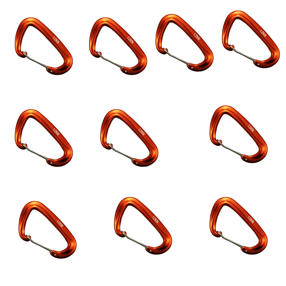 10 pieces orange 7075 aviation aluminum hammock hanging buckle carabiner 12KN