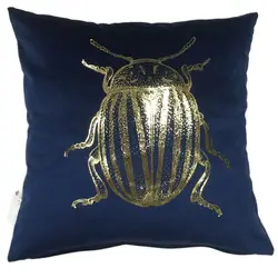 Best Selling Insect Foil Printing Cushion Cover Square Velvet Gold Stamping Beetle Throw Pillowcase Modern