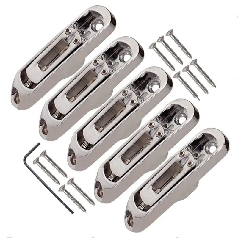 A Set Of 5 Pcs Individual Bridge Saddles Tailpiece For 5 String Bass Guitar Accessories Parts Chrome Black Gold Choose