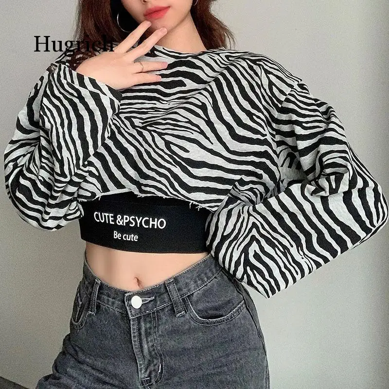 Design Animal Stripe Two Piece Loose Fitting Women's Fashion In Autumn 2021 Europe and America Style