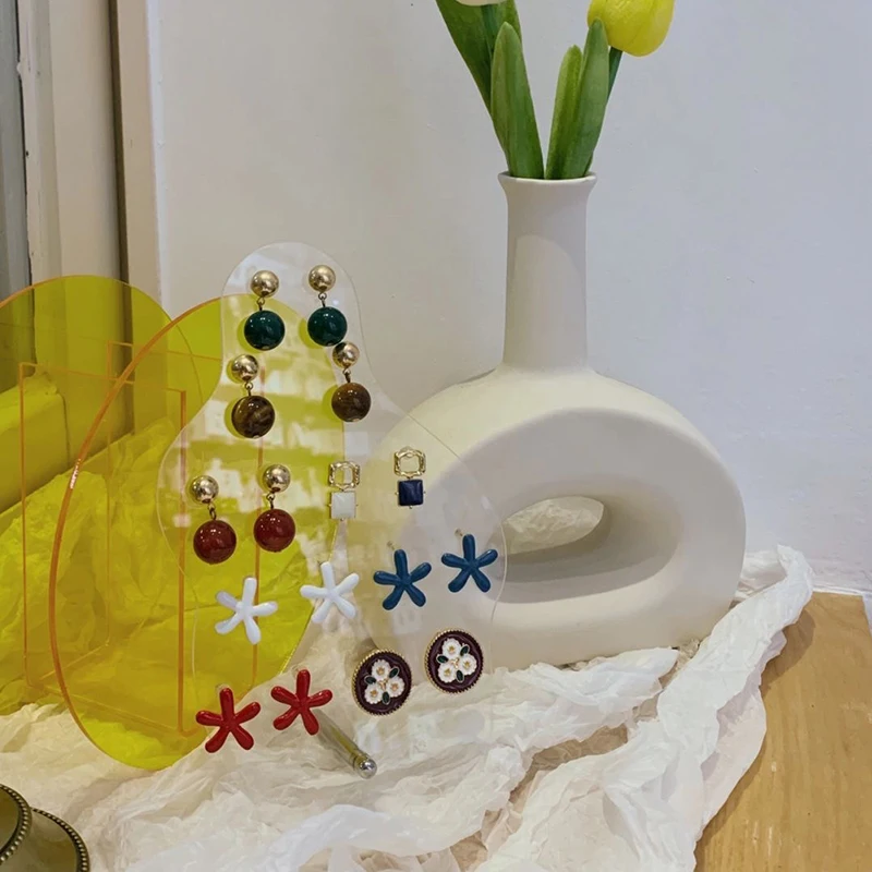 Acrylic Earring Display Rack Geometric Irregular Clear Transparent Board Ornaments Decoration Accessories Jewelry Storage Stands