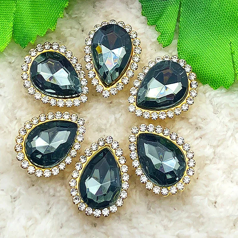 6PCS 14*18mm Water Drop Flatback Crystal Rhinestone Wedding/Clothes Wedding Art Decoration DIY