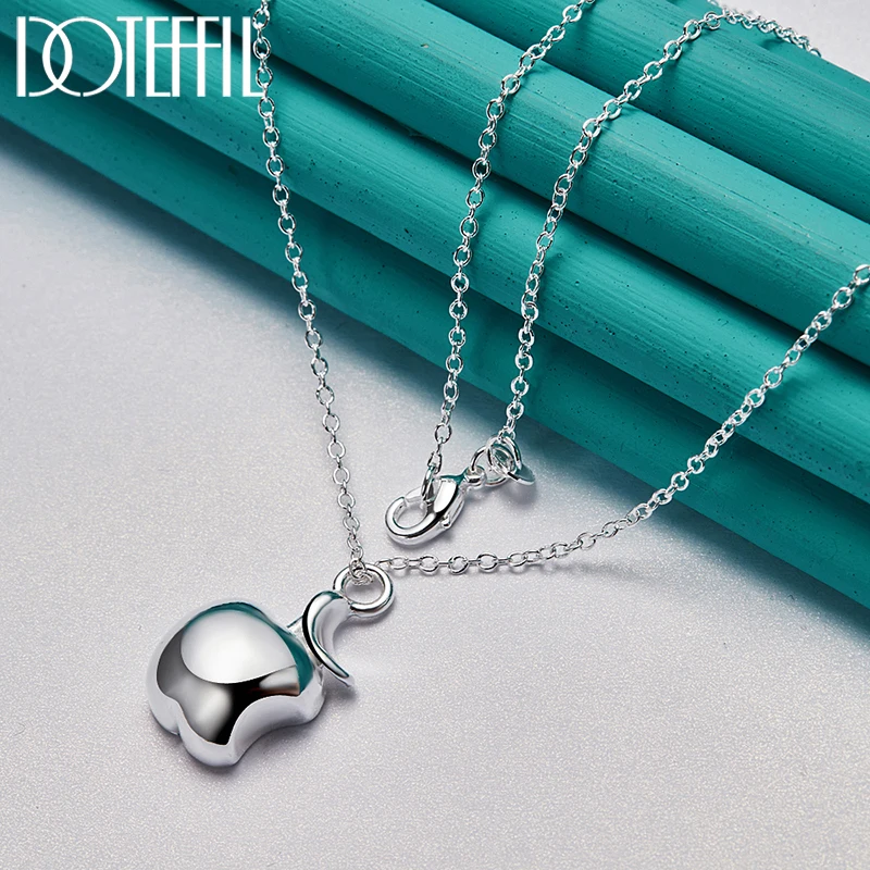 DOTEFFIL 925 Sterling Silver 16-30 Inch Chain Apple Pendant Necklace For Women Wedding Engagement Fashion Charm Jewelry