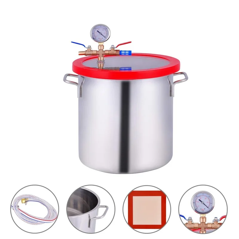 Stainless Steel 2 -6Gallon  Silica Gel Defoaming Deaeration Vacuum Barrel  Vacuum Chamber Degassing