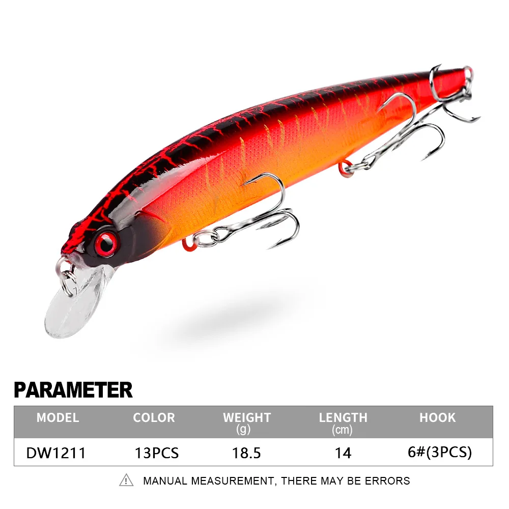 PROBEROS 1 قطعة الصيد إغراء 18.5 جرام 14 سنتيمتر البلاستيك الصلب أسماك إغراء 8 اللون cranbait الصيد الطعوم 6 # خطاف ثلاثي DW1211 #3