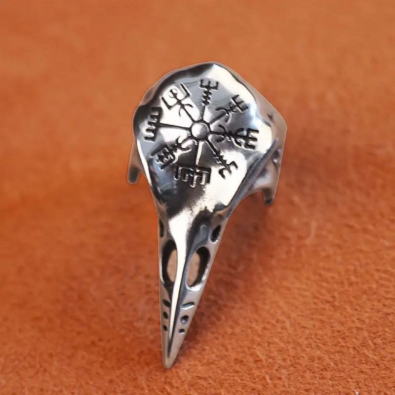 Trend Slavic Compass Skull Rings for Men Retro  Crow Skull Ring Punk Style Jewelry Gift