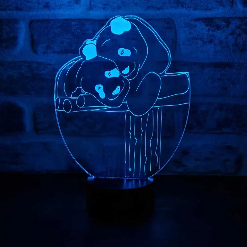 3D Led Light Pandas Acrylic Table Lamp 7 Diffrent Light Color USB and Touch Button Control Animal Lovers Gift Idea for Couples Room Decor Anime Wedding Stranger Things Led Lights Wedding Decoration Nightlights Bedroom