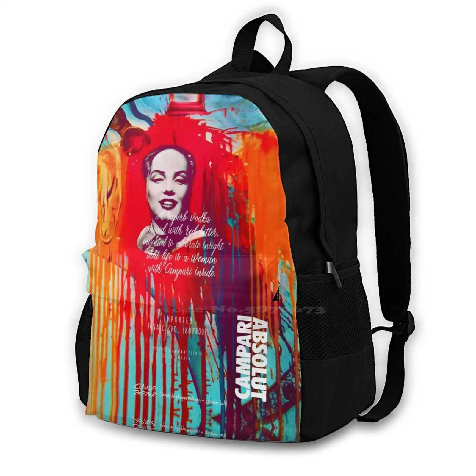 Absolutcampari Marilynmao Pattern Design Laptop Travel School Bags Marilyn Mao Red Claudio Pepper Surrealism Advertising Brand