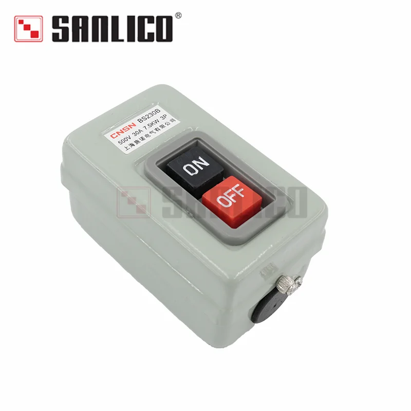 TBSP-330 BS230B AC380V 3Phase 3.7Kw Motor Start Stop Power Push Button Switch Station 30A ON/OFF Self-Lock Latching