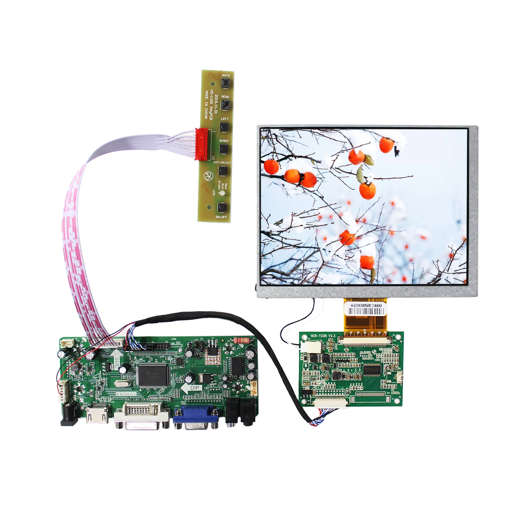 Layar LCD 7 "CLAA070MA0ACW 800 × 600 Layar 60 Pin dengan HD-MI DVI VGA AUDIO LCD Papan Pengontrol