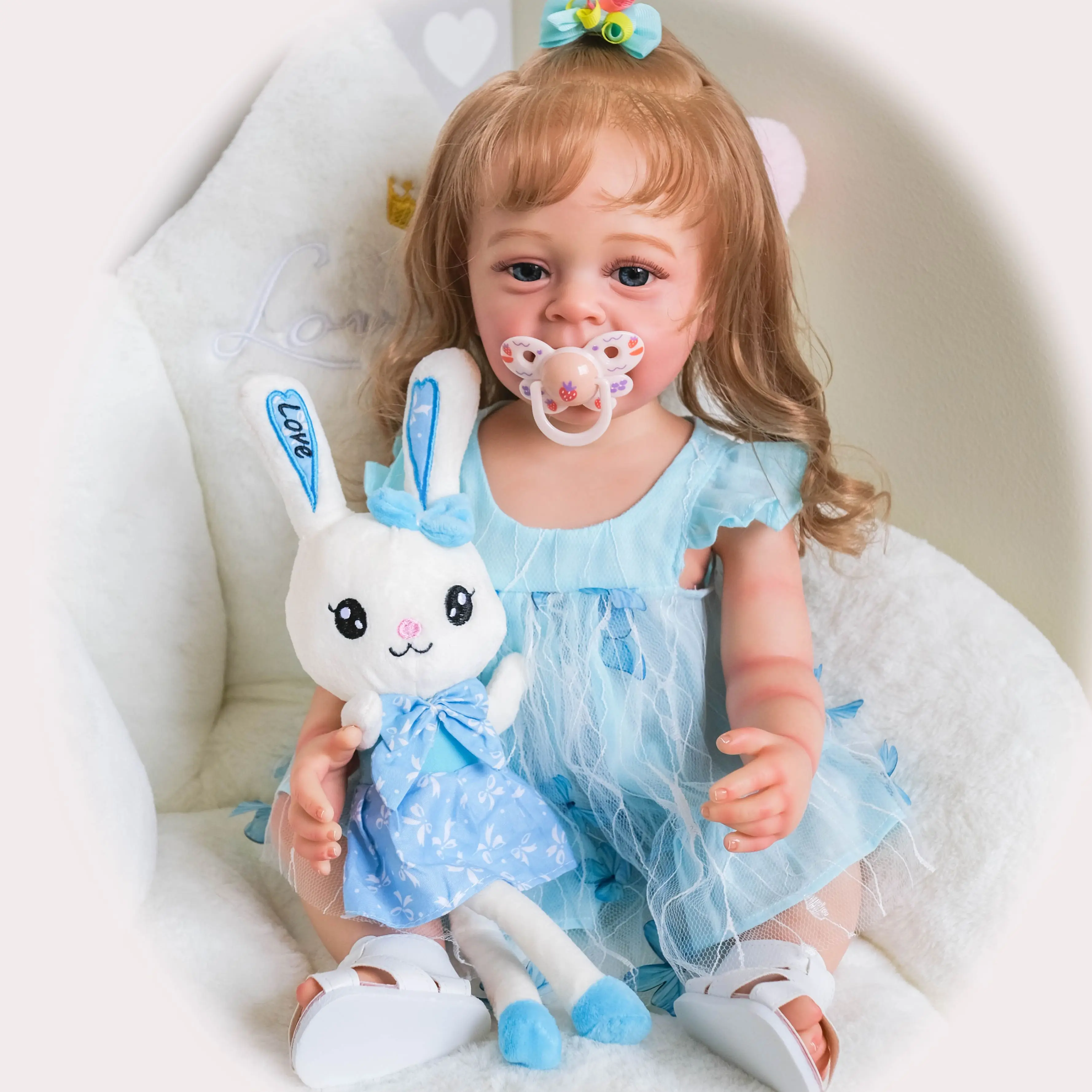 

Bebe 55CM Full Body Silicone Soft Touch Reborn Toddler Princeess Yannik Lifelike Handmade 3D Skin Multiple Layers Painting doll