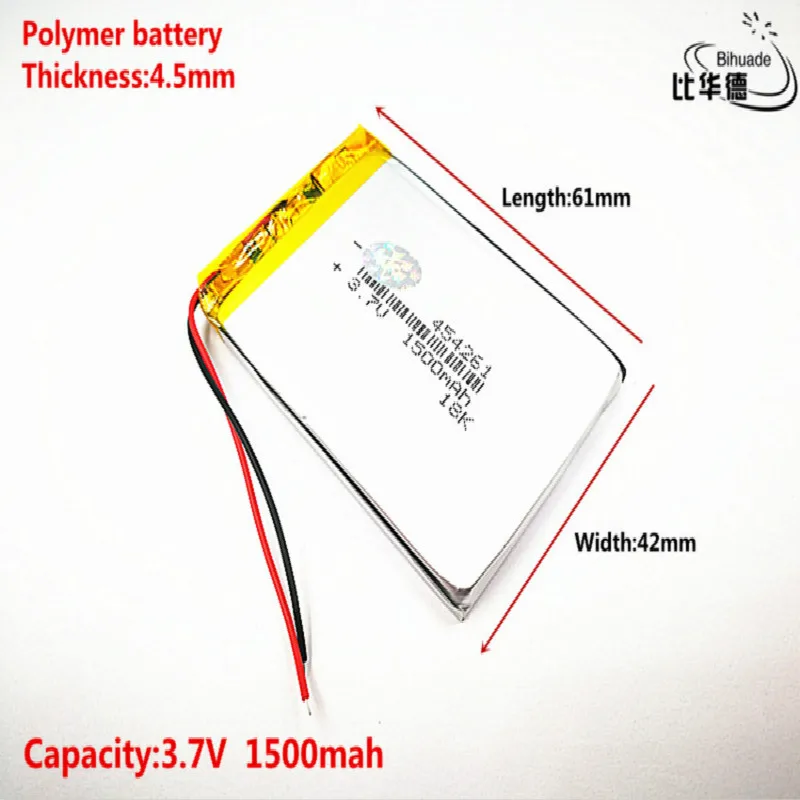 Good Qulity 3.7V,1500mAH,454261 Polymer lithium ion / Li-ion battery for TOY,POWER BANK,GPS,mp3,mp4