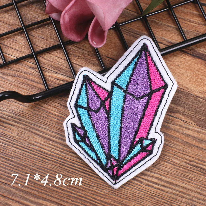 1pcs purple butterfly leaf diamond star cartoon fashion embroidery Iron on patches DIY decorative children clothes