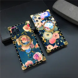 Luxury Mirror Laser Vintage Floral Flower Cover Soft Phone Case For iphone 16 PRO MAX 15 PRO MAX 12 11 13 PRO MAX 14 PRO 16 Plus