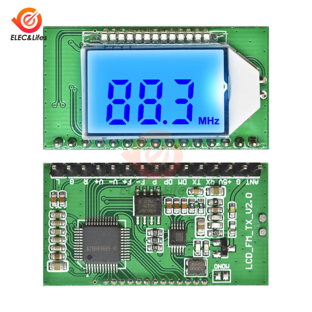 Modulo trasmettitore FM Radio digitale LCD 87-108MHz DSP PLL scheda microfono Stereo senza fili modulazione di frequenza multifunzione