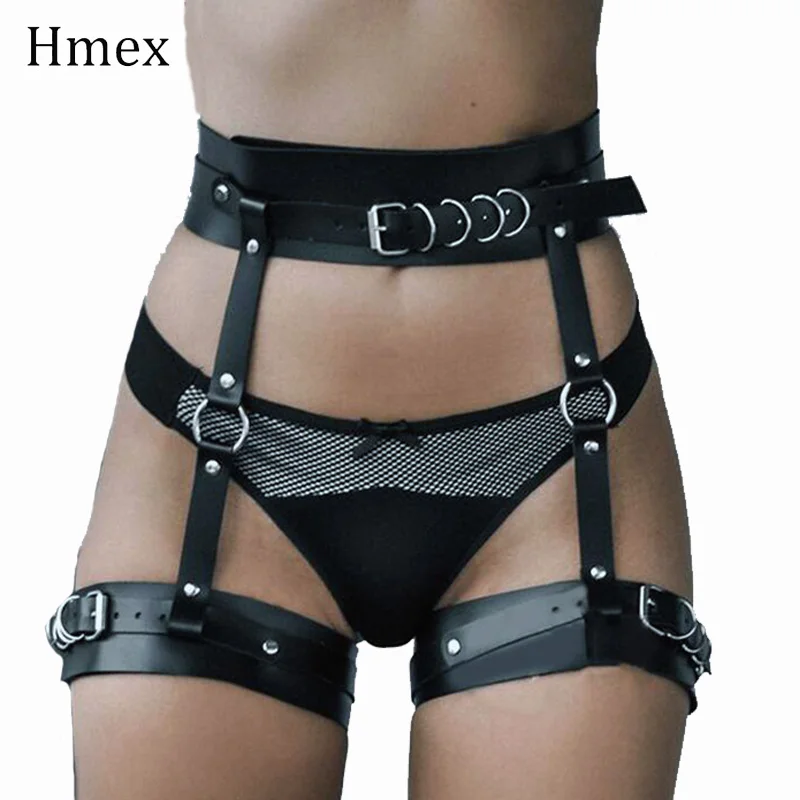 Sexy Harajuku Women Leather Harness Garter Belt Erotic Goth Lingerie Cage Suspender Bondage Cage Fetish Leg Stocking Belt