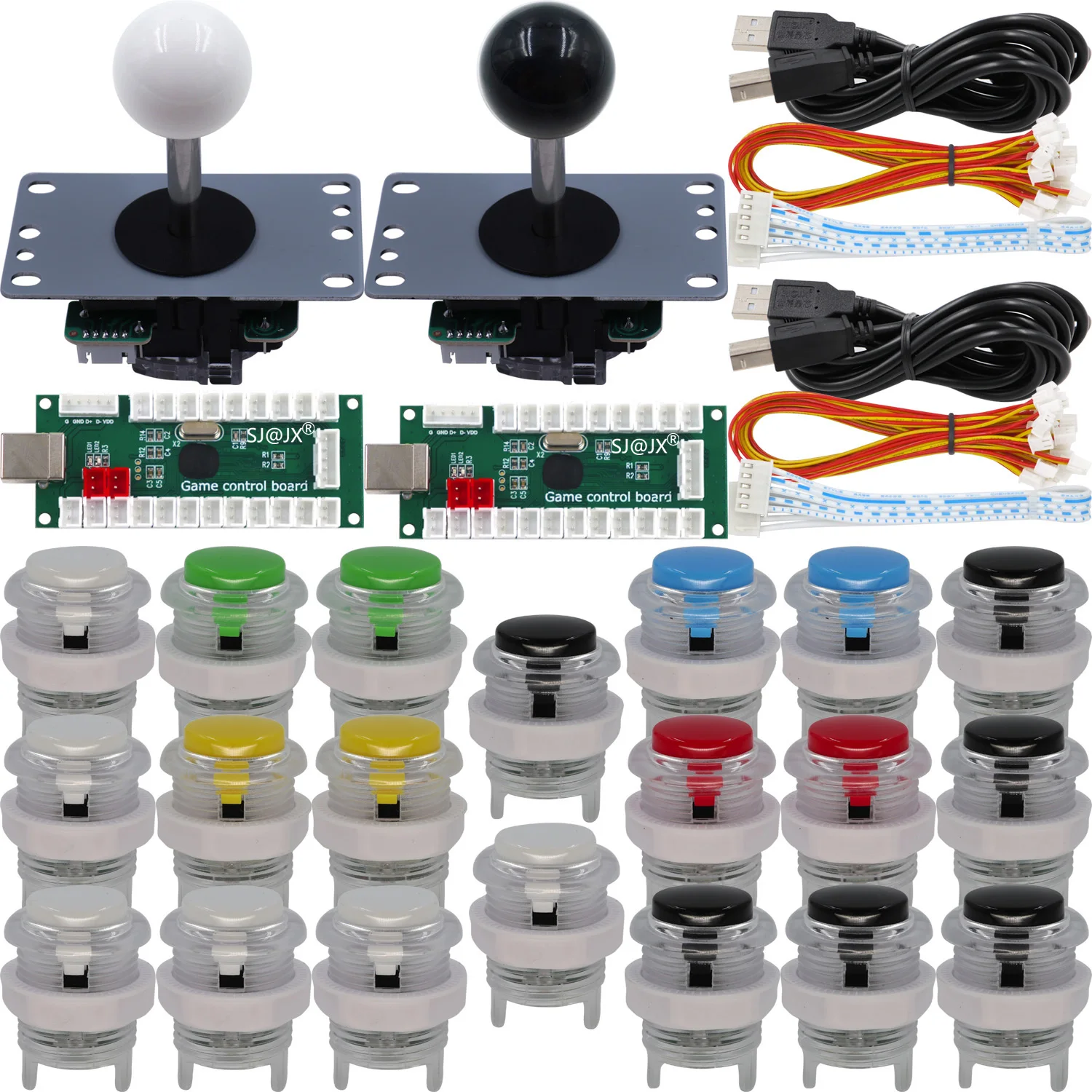 

SJ@JX Arcade Game 2 Player Controller DIY Kit Microswitch Button 4&8 Way Joystick USB Encoder Fighting for PC MAME Raspberry Pi