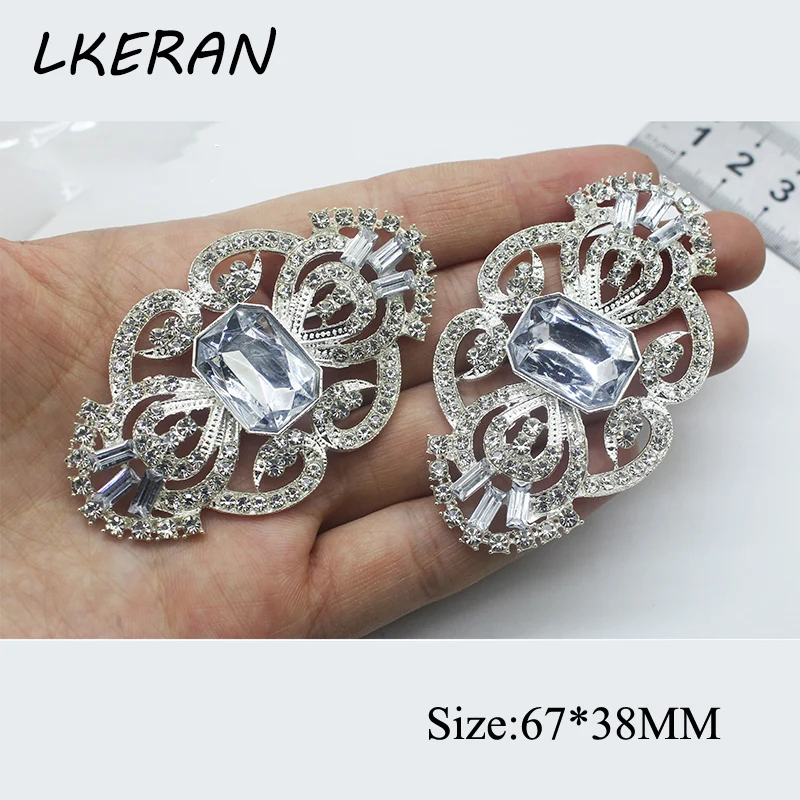 Fashion 2Pc/lot 38x67mm New style Crystal Rhinestone Metal Decorative Craft Accessories DIY Clothing Sewing Supplies