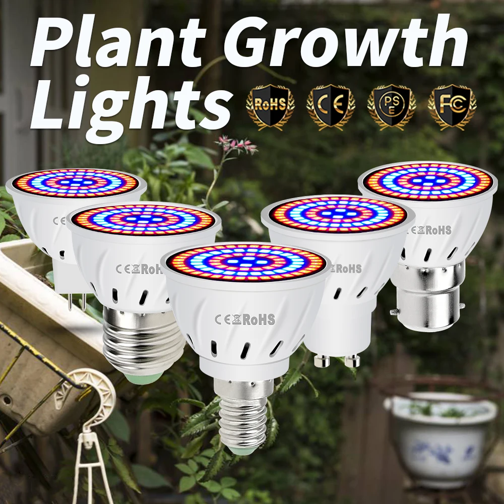 Phyto Grow box Lamps E27 Full Spectrum GU10 Plant Grow Bulbs MR16 Led Bulbs 48 60 80leds B22 LED Grow Chip Greenhouse Phyto Lamp