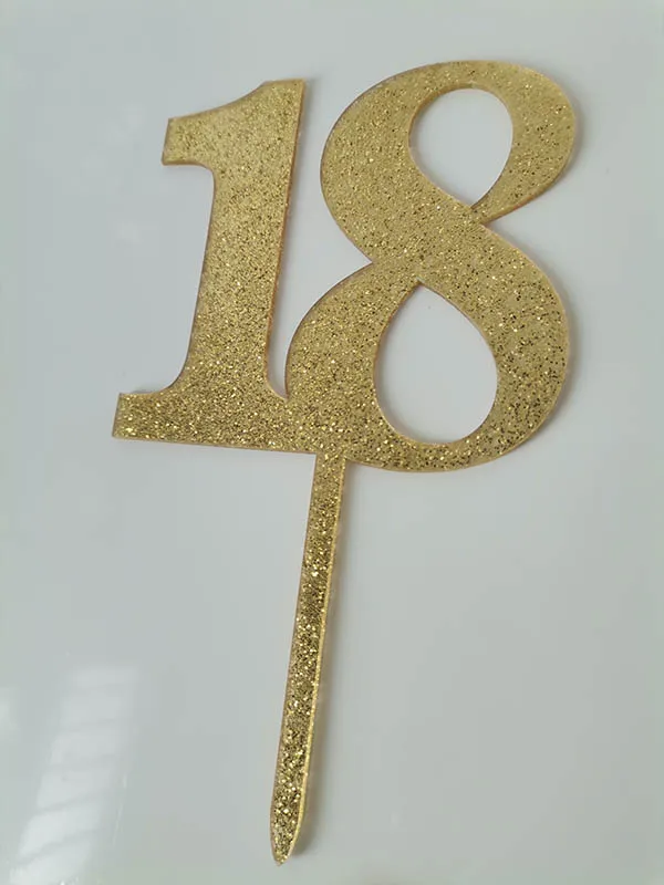 New Glitter 16 18 30th Birthday Acrylic Cake Topper 50 Wedding Anniversary Cupcake Topper for Anniversary Party Cake Decorations