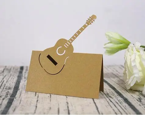 

50Pcs DIY Rock Star guitar wedding tent Place Cards birthday baby bridal shower party sitting table Name number cards placecards